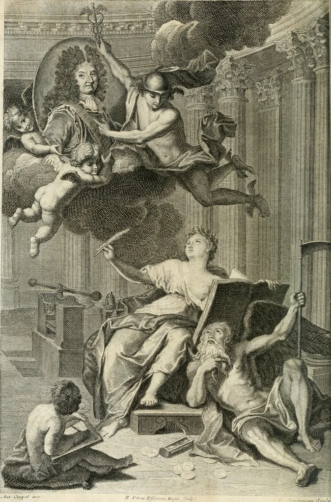 An illustration from Histoire de l'Académie royale des inscriptions et belles lettres, depuis son establissement jusqu'à présent : Avec les Mémoires de littérature tirez des registres de cette Académie depuis son renouvellement jusqu'en 1710, 1736, leaf 7