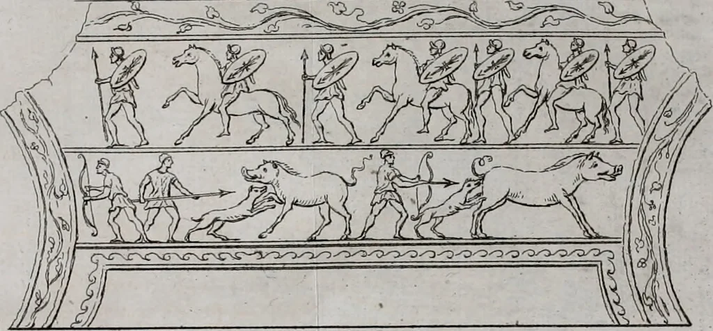An illustration from Histoire de l'Académie royale des inscriptions et belles lettres, depuis son establissement jusqu'à présent : Avec les Mémoires de littérature tirez des registres de cette Académie depuis son renouvellement jusqu'en 1710, 1736, leaf 165