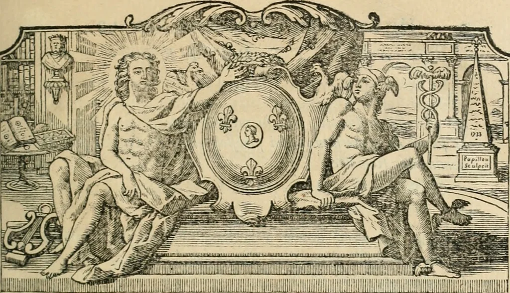 An illustration from Histoire de l'Académie royale des inscriptions et belles lettres, depuis son establissement jusqu'à présent : Avec les Mémoires de littérature tirez des registres de cette Académie depuis son renouvellement jusqu'en 1710, 1736, leaf 14