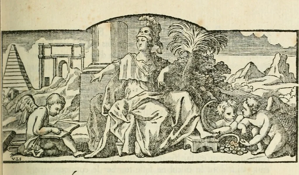 An illustration from Histoire de l'Académie royale des inscriptions et belles lettres, depuis son establissement jusqu'à présent : Avec les Mémoires de littérature tirez des registres de cette Académie depuis son renouvellement jusqu'en 1710, 1736, leaf 416