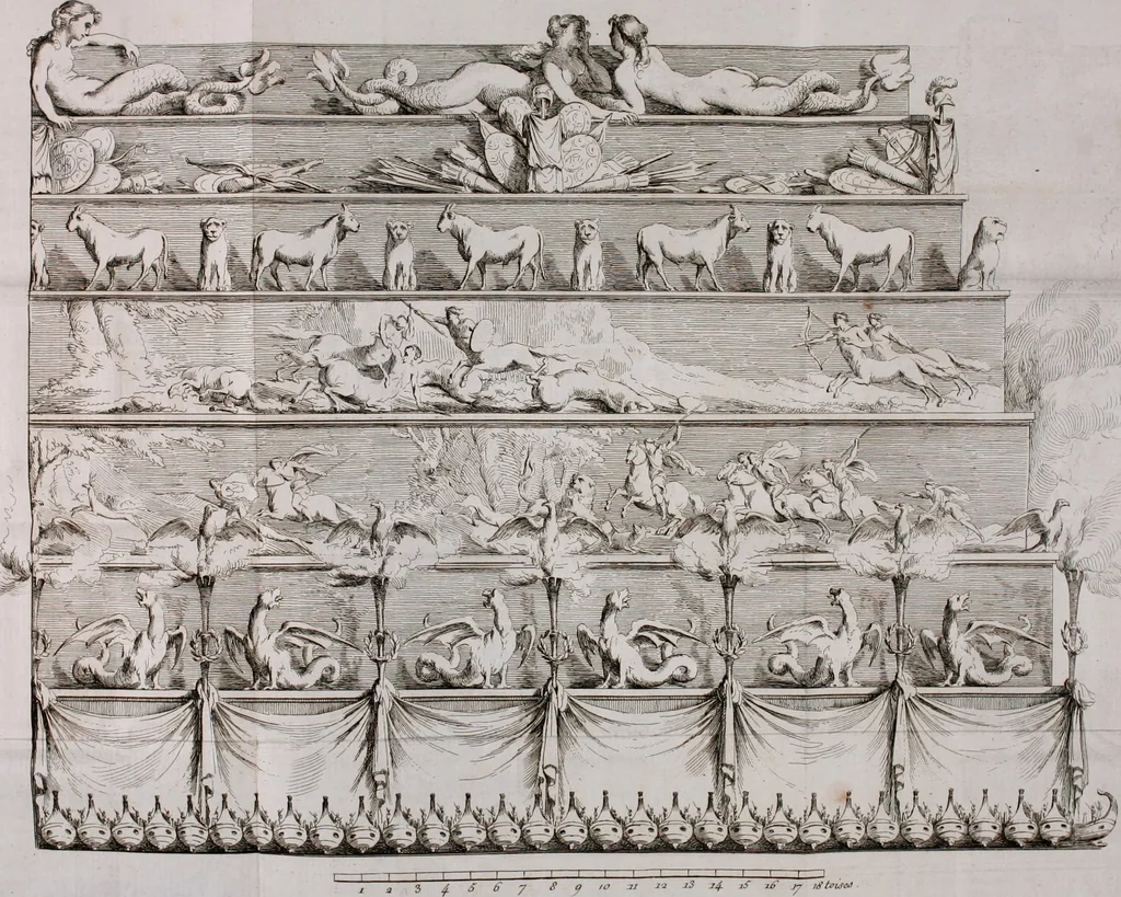 An illustration from Histoire de l'Académie royale des inscriptions et belles lettres, depuis son establissement jusqu'à présent : Avec les Mémoires de littérature tirez des registres de cette Académie depuis son renouvellement jusqu'en 1710, 1736, leaf 99