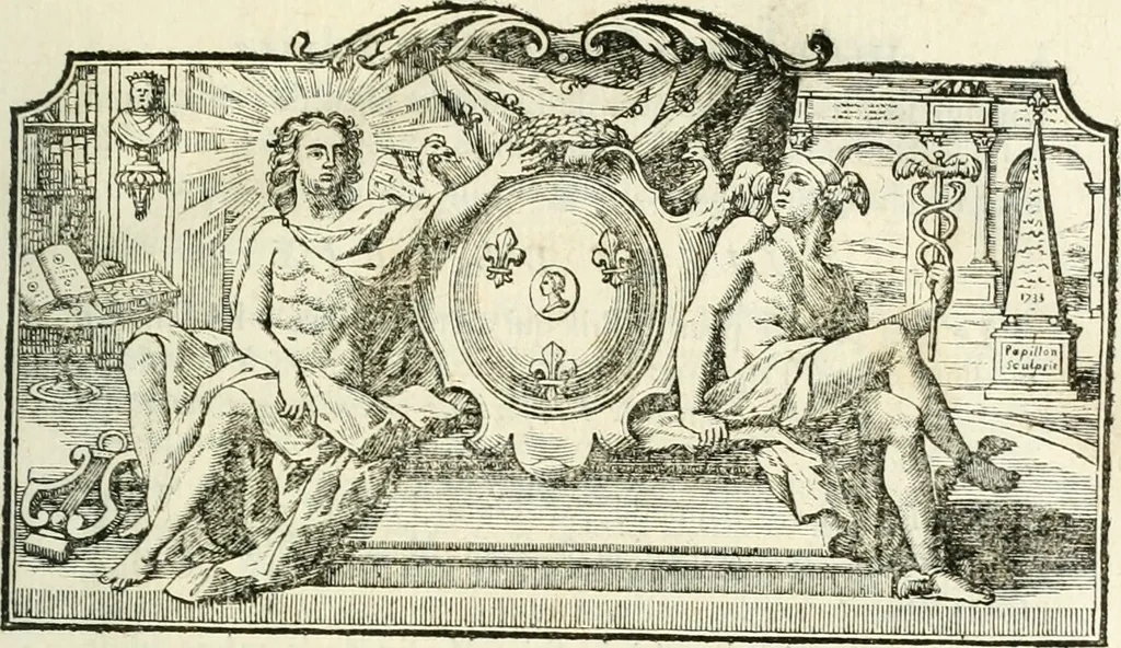 An illustration from Histoire de l'Académie royale des inscriptions et belles lettres, depuis son establissement jusqu'à présent : Avec les Mémoires de littérature tirez des registres de cette Académie depuis son renouvellement jusqu'en 1710, 1736, leaf 12