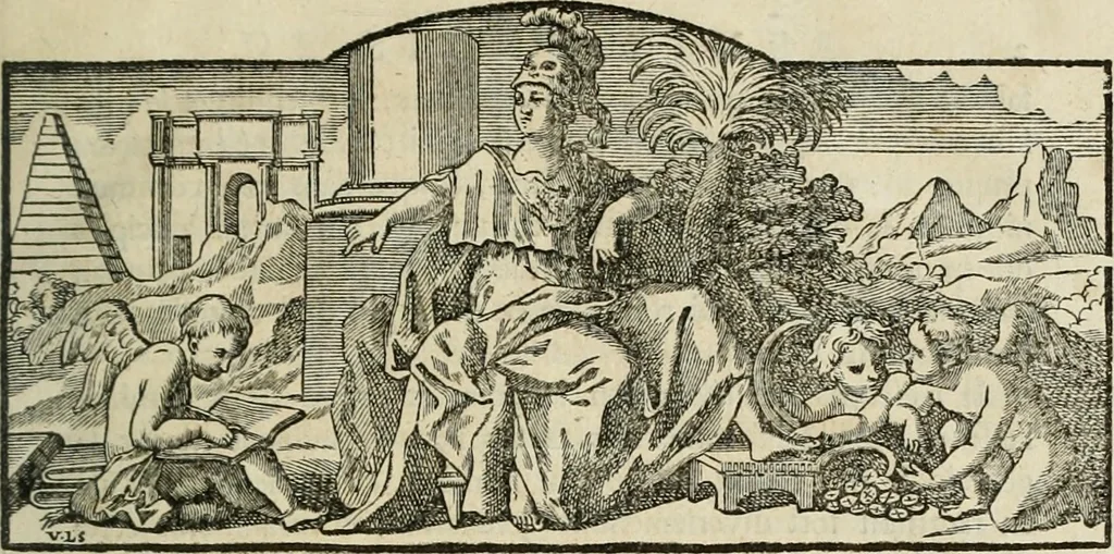 An illustration from Histoire de l'Académie royale des inscriptions et belles lettres, depuis son establissement jusqu'à présent : Avec les Mémoires de littérature tirez des registres de cette Académie depuis son renouvellement jusqu'en 1710, 1736, leaf 12