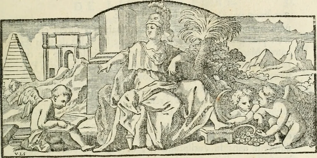 An illustration from Histoire de l'Académie royale des inscriptions et belles lettres, depuis son establissement jusqu'à présent : Avec les Mémoires de littérature tirez des registres de cette Académie depuis son renouvellement jusqu'en 1710, 1736, leaf 12