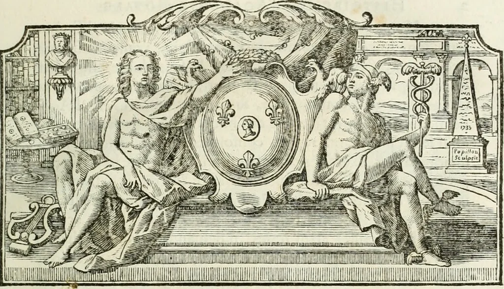 An illustration from Histoire de l'Académie royale des inscriptions et belles lettres, depuis son establissement jusqu'à présent : Avec les Mémoires de littérature tirez des registres de cette Académie depuis son renouvellement jusqu'en 1710, 1736, leaf 10
