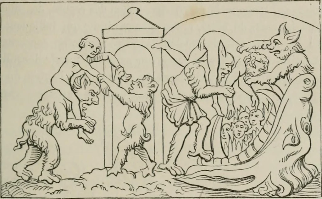 An illustration from Histoire de la caricature et du grotesque dans la littérature et dans l'art, 1875, leaf 104