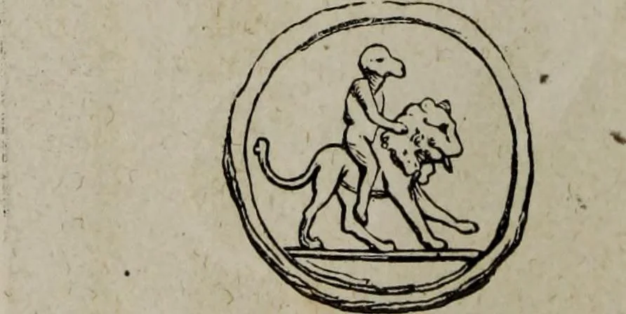 An illustration from Histoire de la caricature antique, 1867, leaf 104