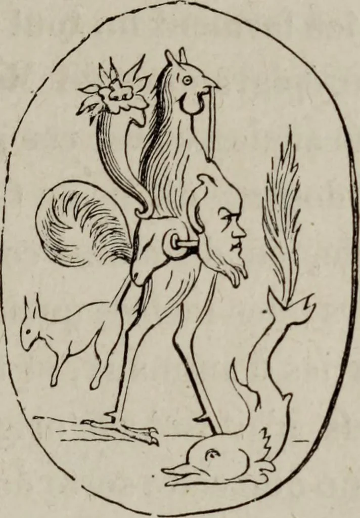 An illustration from Histoire de la caricature antique, 1867, leaf 109