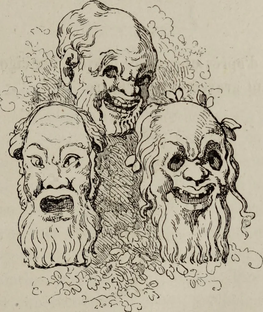 An illustration from Histoire de la caricature antique, 1867, leaf 115