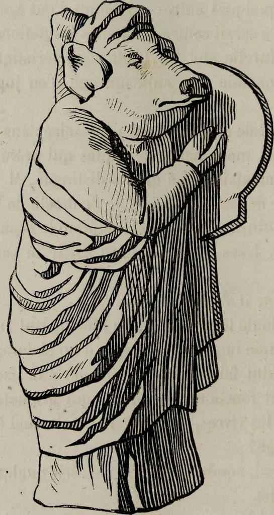 An illustration from Histoire de la caricature antique, 1867, leaf 158
