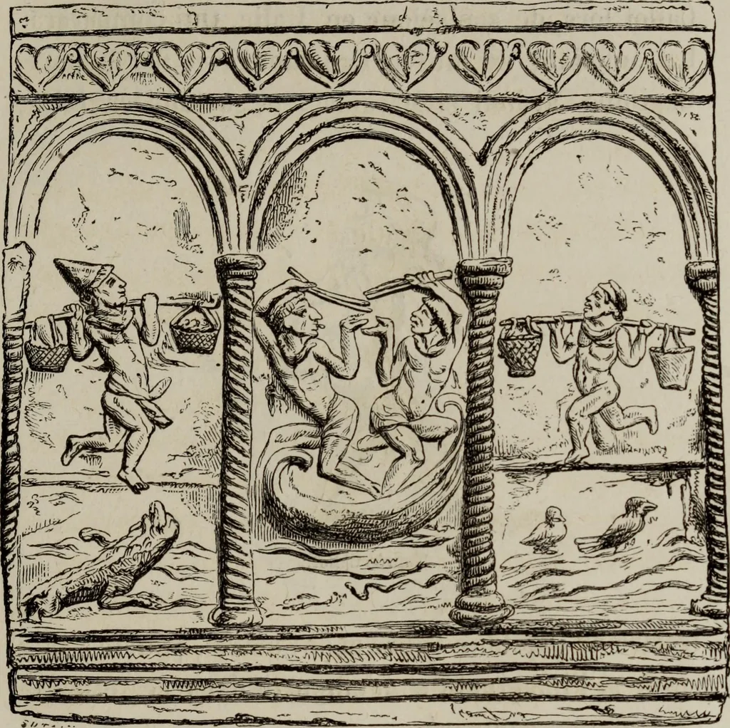 An illustration from Histoire de la caricature antique, 1867, leaf 219