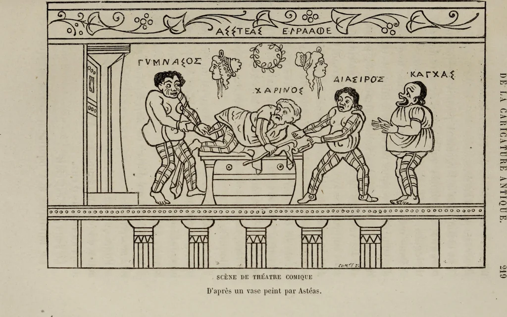 An illustration from Histoire de la caricature antique, 1867, leaf 243