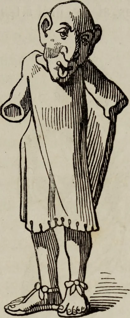 An illustration from Histoire de la caricature antique, 1867, leaf 263