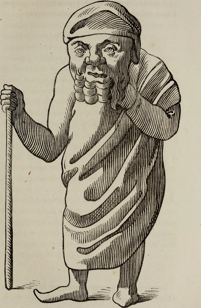 An illustration from Histoire de la caricature antique, 1867, leaf 267