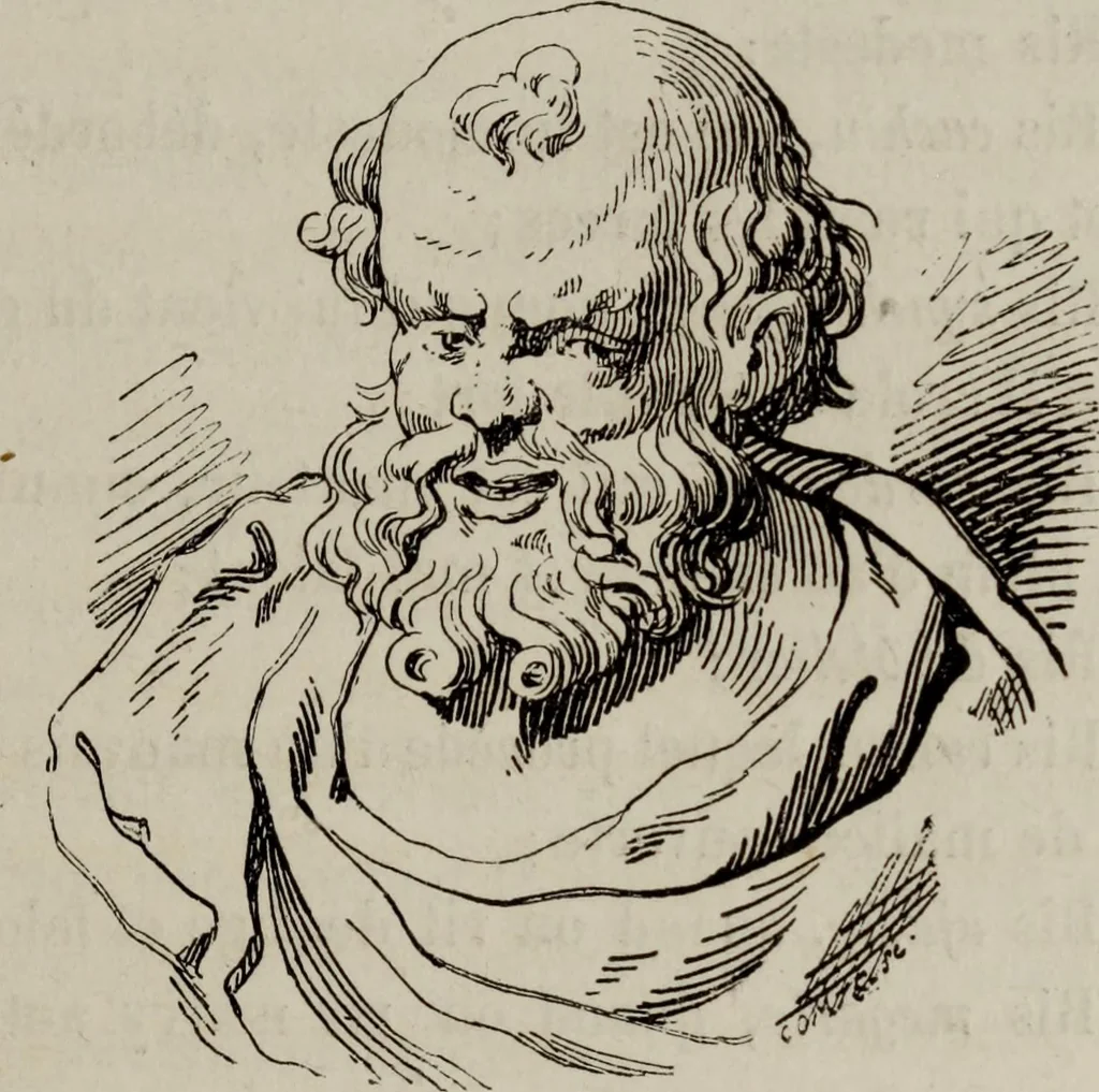 An illustration from Histoire de la caricature antique, 1867, leaf 31