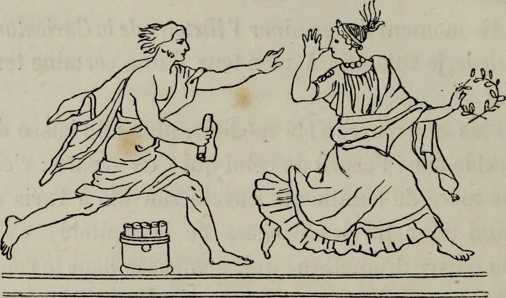 An illustration from Histoire de la caricature antique, 1867, leaf 342