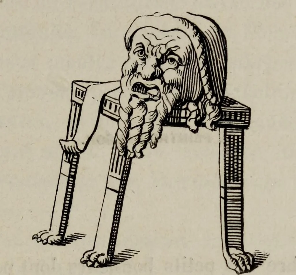 An illustration from Histoire de la caricature antique, 1867, leaf 63