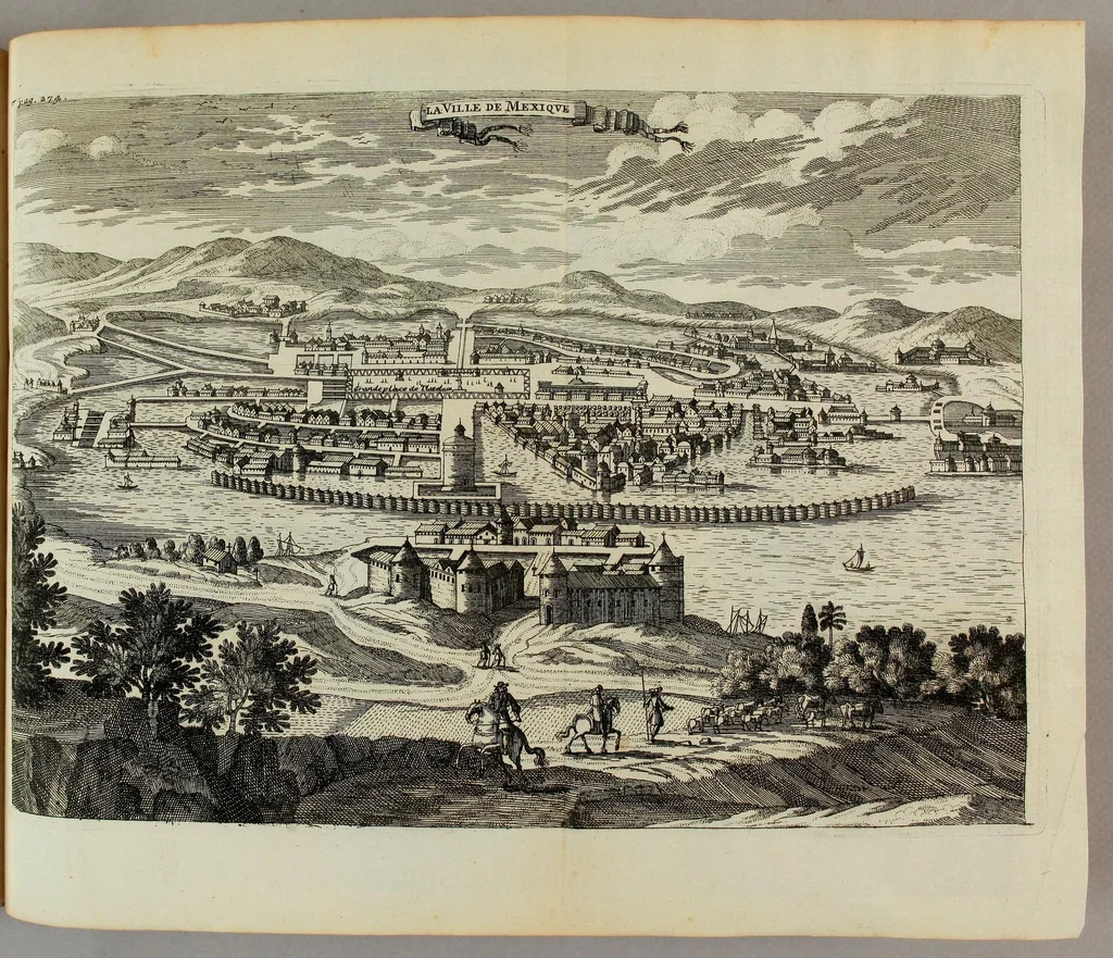 An illustration from Histoire de la conquête du Mexique, ou de la Nouvelle Espagne., 1691, leaf 325