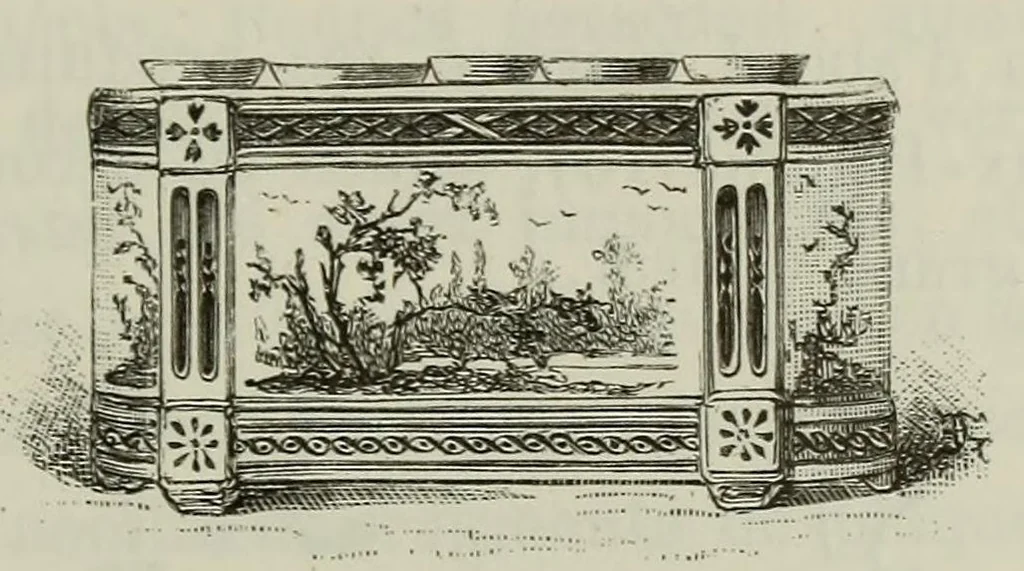 An illustration from Histoire de la céramique: poteries, faiences et porcelaines chez tous les peuples depuis les temps anciens jusqu'à nos jours, 1882, leaf 375