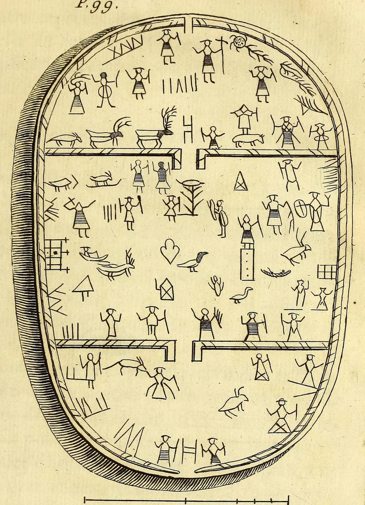 An illustration from Histoire de la Laponie, : sa description, l'origine, les moeurs, la maniere de vivre de ses habitans, leur religion, leur magie, & les choses rares du païs. Avec plusieurs additions & augmentations fort curieuses, qui jusques-icy n'ont pas esté imprimées., 1678, leaf 161