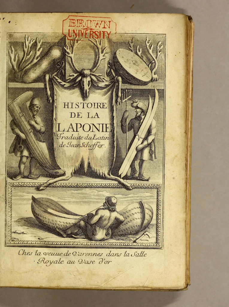 An illustration from Histoire de la Laponie, : sa description, l'origine, les moeurs, la maniere de vivre de ses habitans, leur religion, leur magie, & les choses rares du païs. Avec plusieurs additions & augmentations fort curieuses, qui jusques-icy n'ont pas esté imprimées., 1678, leaf 7