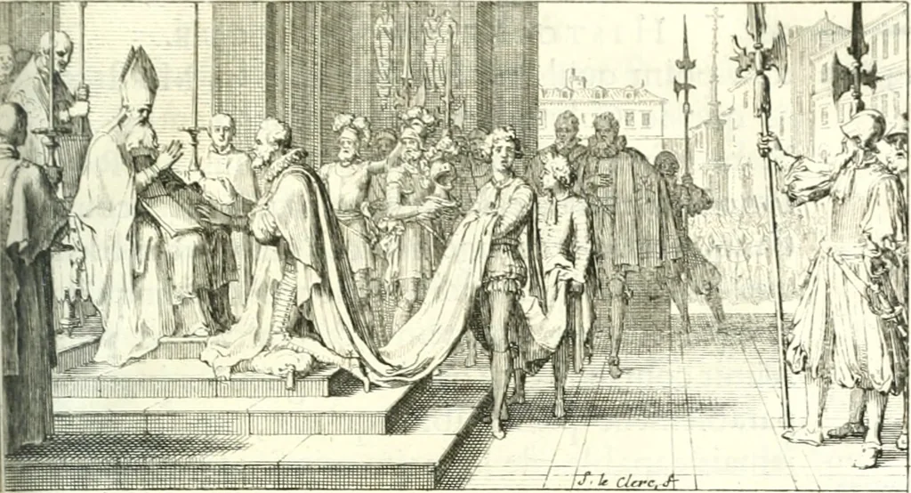 An illustration from Histoire de la Ligue, 1683, leaf 404