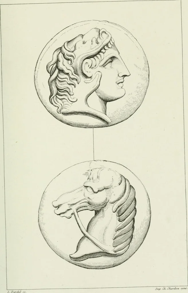 An illustration from Histoire de la monnaie romaine. Traduite de l'allemand par le duc de Blacas, 1865, leaf 200