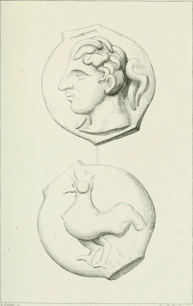 An illustration from Histoire de la monnaie romaine. Traduite de l'allemand par le duc de Blacas, 1865, leaf 202