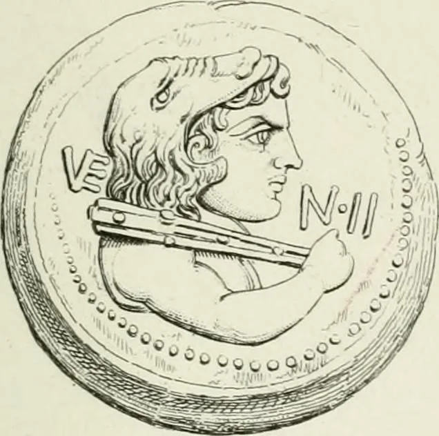 An illustration from Histoire de la monnaie romaine. Traduite de l'allemand par le duc de Blacas, 1865, leaf 208