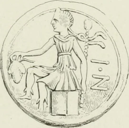 An illustration from Histoire de la monnaie romaine. Traduite de l'allemand par le duc de Blacas, 1865, leaf 208