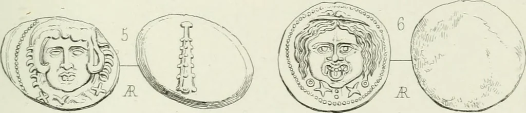 An illustration from Histoire de la monnaie romaine. Traduite de l'allemand par le duc de Blacas, 1865, leaf 214