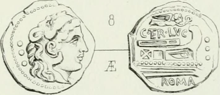 An illustration from Histoire de la monnaie romaine. Traduite de l'allemand par le duc de Blacas, 1865, leaf 228