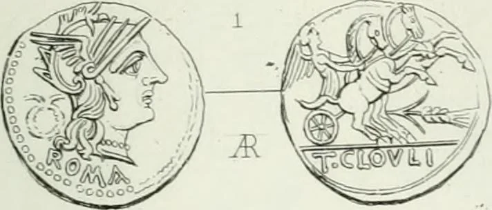 An illustration from Histoire de la monnaie romaine. Traduite de l'allemand par le duc de Blacas, 1865, leaf 236