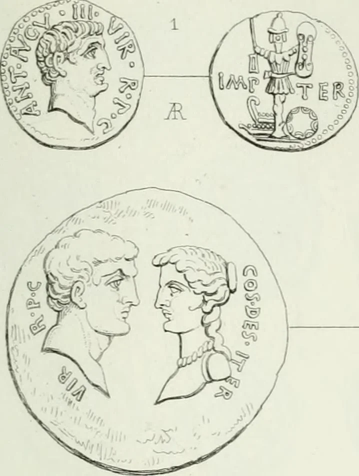 An illustration from Histoire de la monnaie romaine. Traduite de l'allemand par le duc de Blacas, 1865, leaf 244