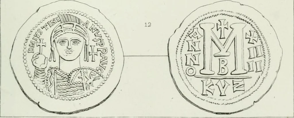 An illustration from Histoire de la monnaie romaine. Traduite de l'allemand par le duc de Blacas, 1865, leaf 258
