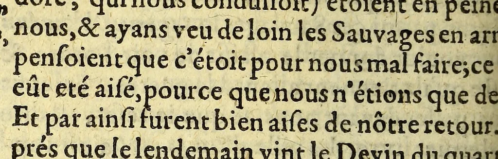 An illustration from Histoire de la Nouuelle France : contenat les navigations, dećouvertes, & habitations faites par les François és Indes Occidentales & Nouvelle-France ... : avec les tables & figures necessaires., 1618, leaf 710