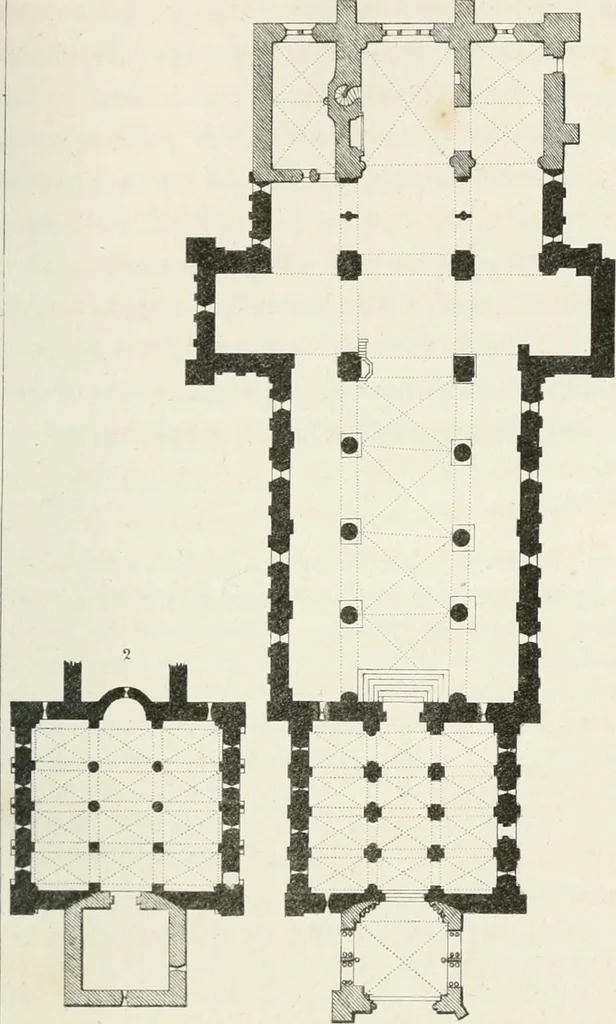 An illustration from Histoire de l'architecture sacrée du quatrième au dixième siècle dans les anciens évêchés de Genève, Lausanne et Sion, 1853, leaf 104