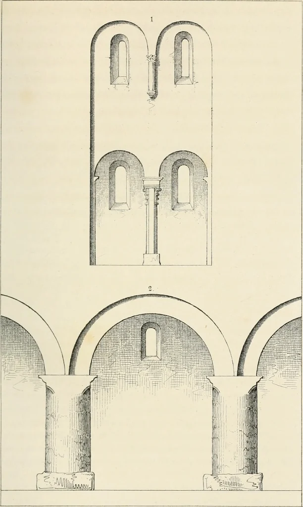 An illustration from Histoire de l'architecture sacrée du quatrième au dixième siècle dans les anciens évêchés de Genève, Lausanne et Sion, 1853, leaf 112