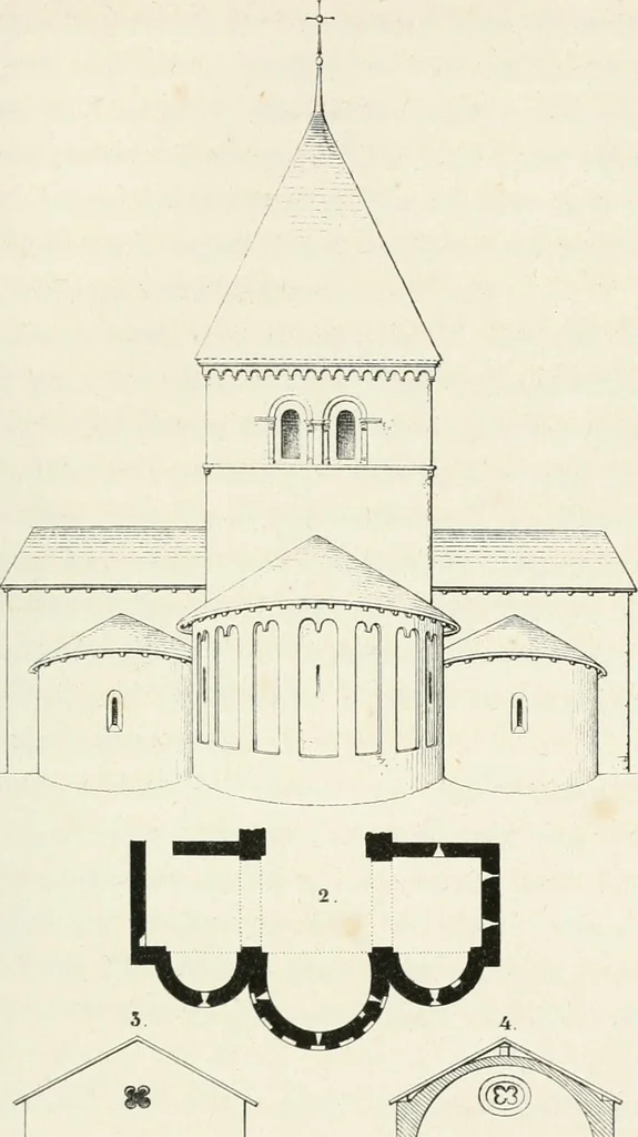 An illustration from Histoire de l'architecture sacrée du quatrième au dixième siècle dans les anciens évêchés de Genève, Lausanne et Sion, 1853, leaf 126