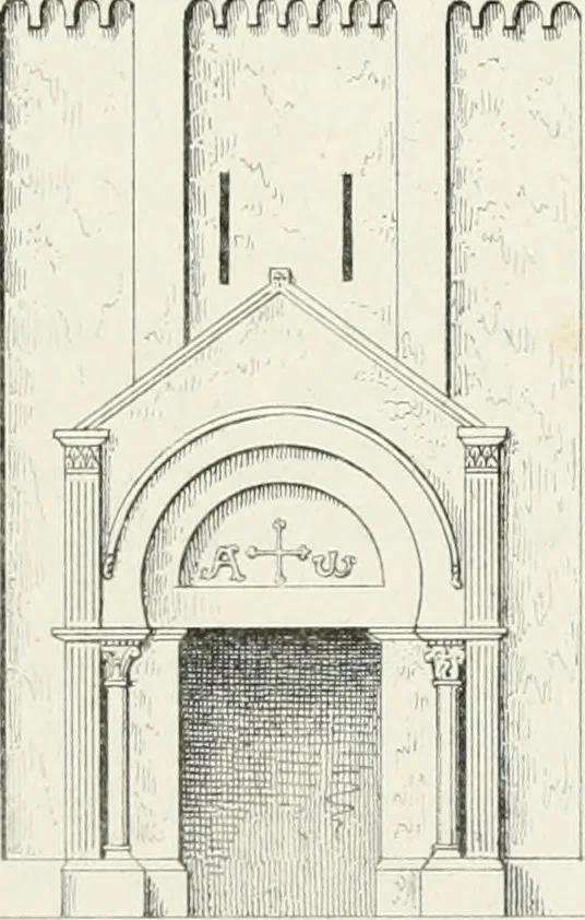 An illustration from Histoire de l'architecture sacrée du quatrième au dixième siècle dans les anciens évêchés de Genève, Lausanne et Sion, 1853, leaf 134