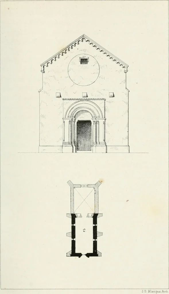 An illustration from Histoire de l'architecture sacrée du quatrième au dixième siècle dans les anciens évêchés de Genève, Lausanne et Sion, 1853, leaf 310
