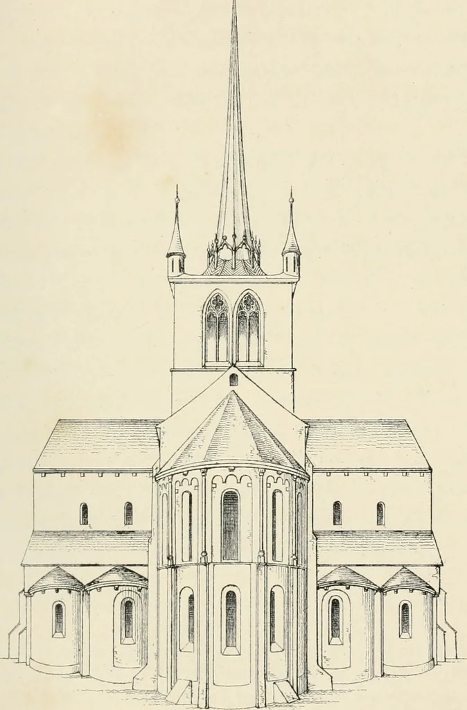 An illustration from Histoire de l'architecture sacrée du quatrième au dixième siècle dans les anciens évêchés de Genève, Lausanne et Sion, 1853, leaf 324