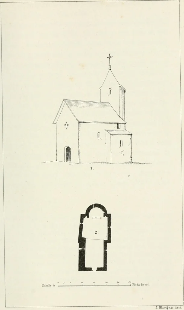 An illustration from Histoire de l'architecture sacrée du quatrième au dixième siècle dans les anciens évêchés de Genève, Lausanne et Sion, 1853, leaf 336