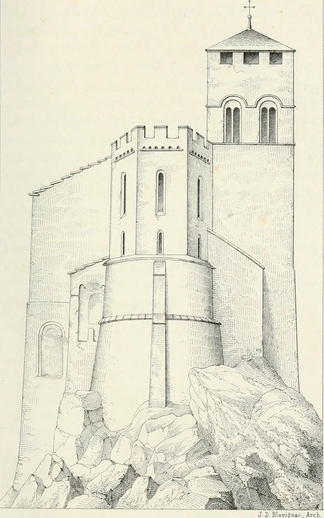 An illustration from Histoire de l'architecture sacrée du quatrième au dixième siècle dans les anciens évêchés de Genève, Lausanne et Sion, 1853, leaf 348