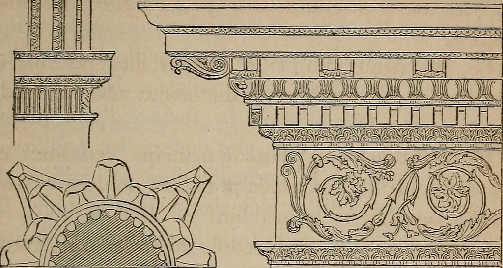 An illustration from Histoire de l'architecture en Belgique : depuis les temps les plus reculés jusqu'à l'époque actuelle, 1853, leaf 58
