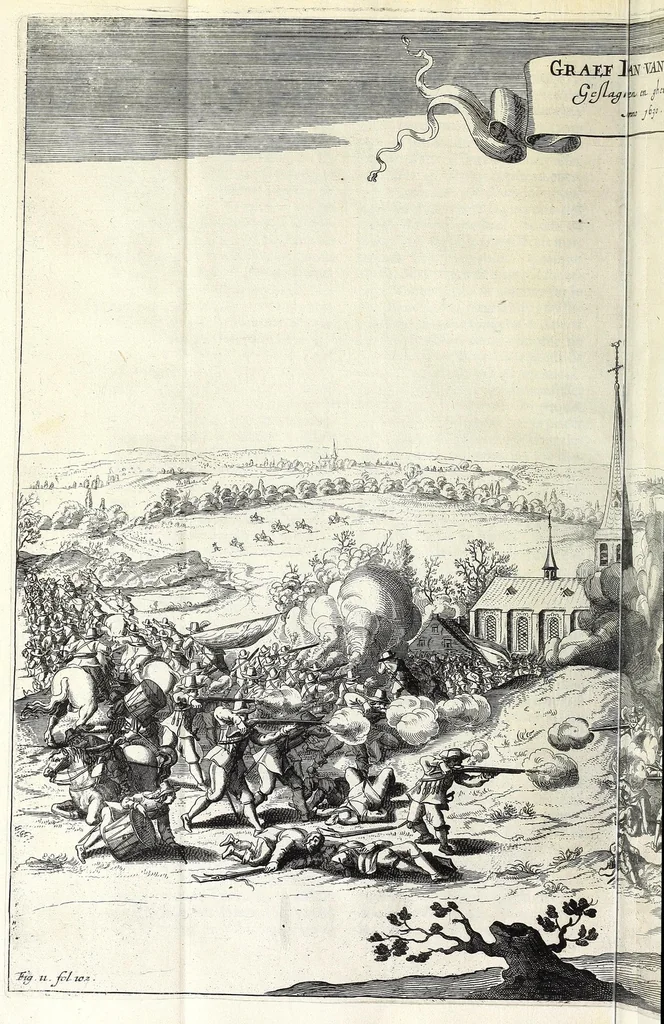 An illustration from Histoire de la vie & actes memorables de Frederic Henry de Nassau prince d'Orange, 1656, leaf 184