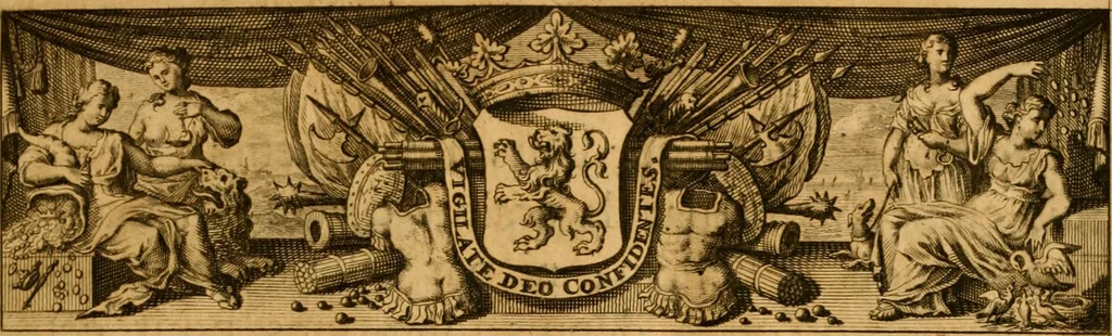 An illustration from Histoire de l'Edit de Nantes; contenant les choses les plus remarquables qui se sont passées en France avant & après sa publication, à l'occasion de la diversité des religions ... jusques à l'edit de revocation en octobre 1685. Avec ce qui a suivi ce nouvel edit jusques à present, 1693, leaf 12