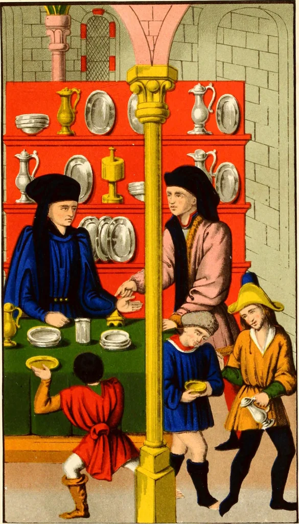 An illustration from Histoire de l'orfévrerie-joaillerie et des anciennes communautés et confréries d'orfévres-joailliers de la France et de la Belgique, 1850, leaf 136