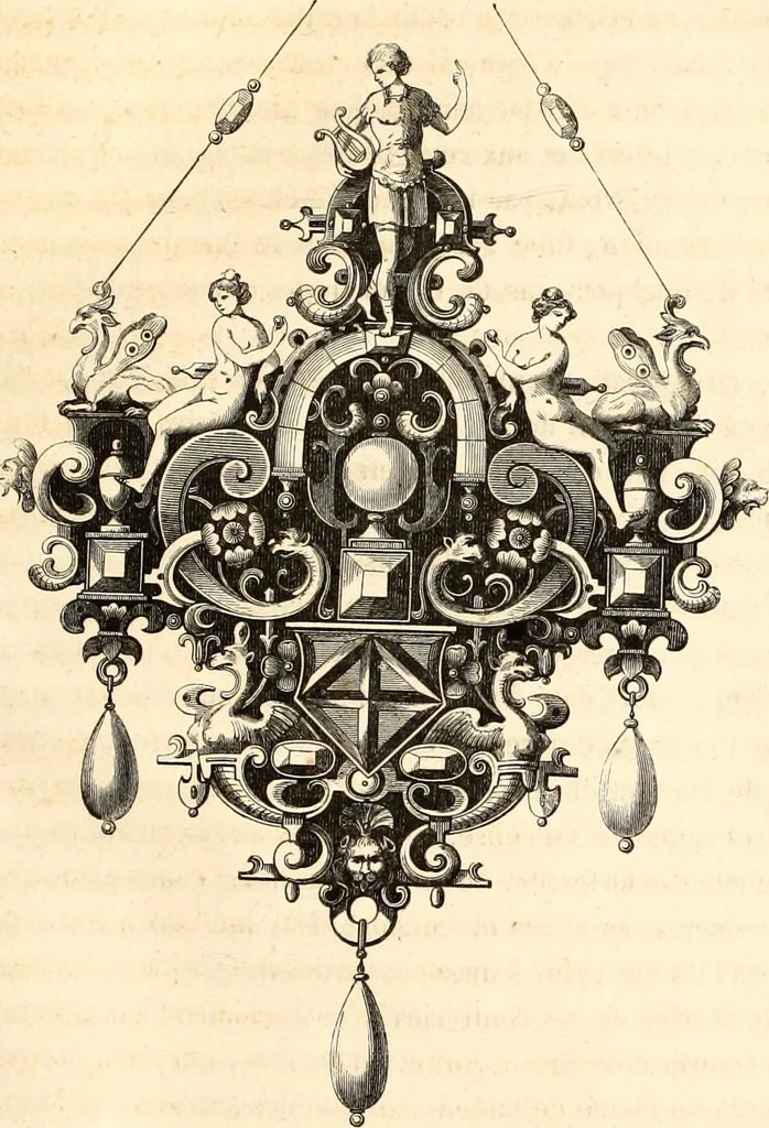 An illustration from Histoire de l'orfévrerie-joaillerie et des anciennes communautés et confréries d'orfévres-joailliers de la France et de la Belgique, 1850, leaf 156