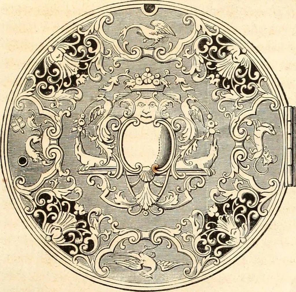 An illustration from Histoire de l'orfévrerie-joaillerie et des anciennes communautés et confréries d'orfévres-joailliers de la France et de la Belgique, 1850, leaf 164